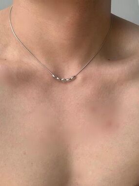 Minimal Faceted Silver Bead Necklace